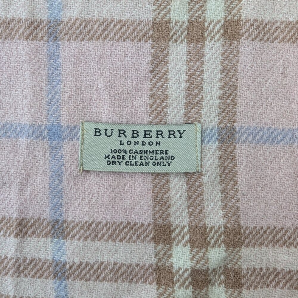 Burberry Cashmere Nova Check Plaid Scarf Pink Unisex | Designer Winter Wear - Picture 2 of 8